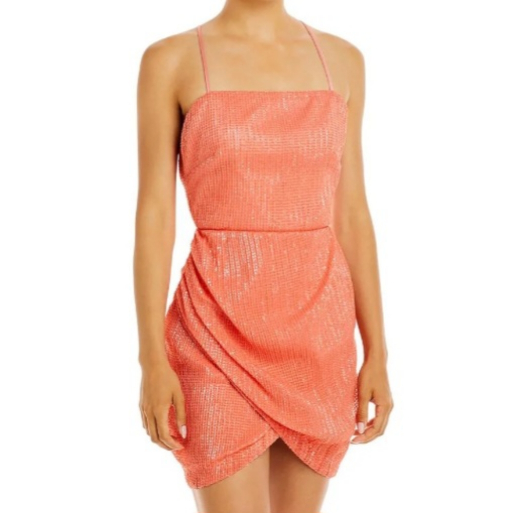 NEW Ramy Brook‎ Richie Sequined Mini Cocktail/Party Dress Deco Rose, Size 8